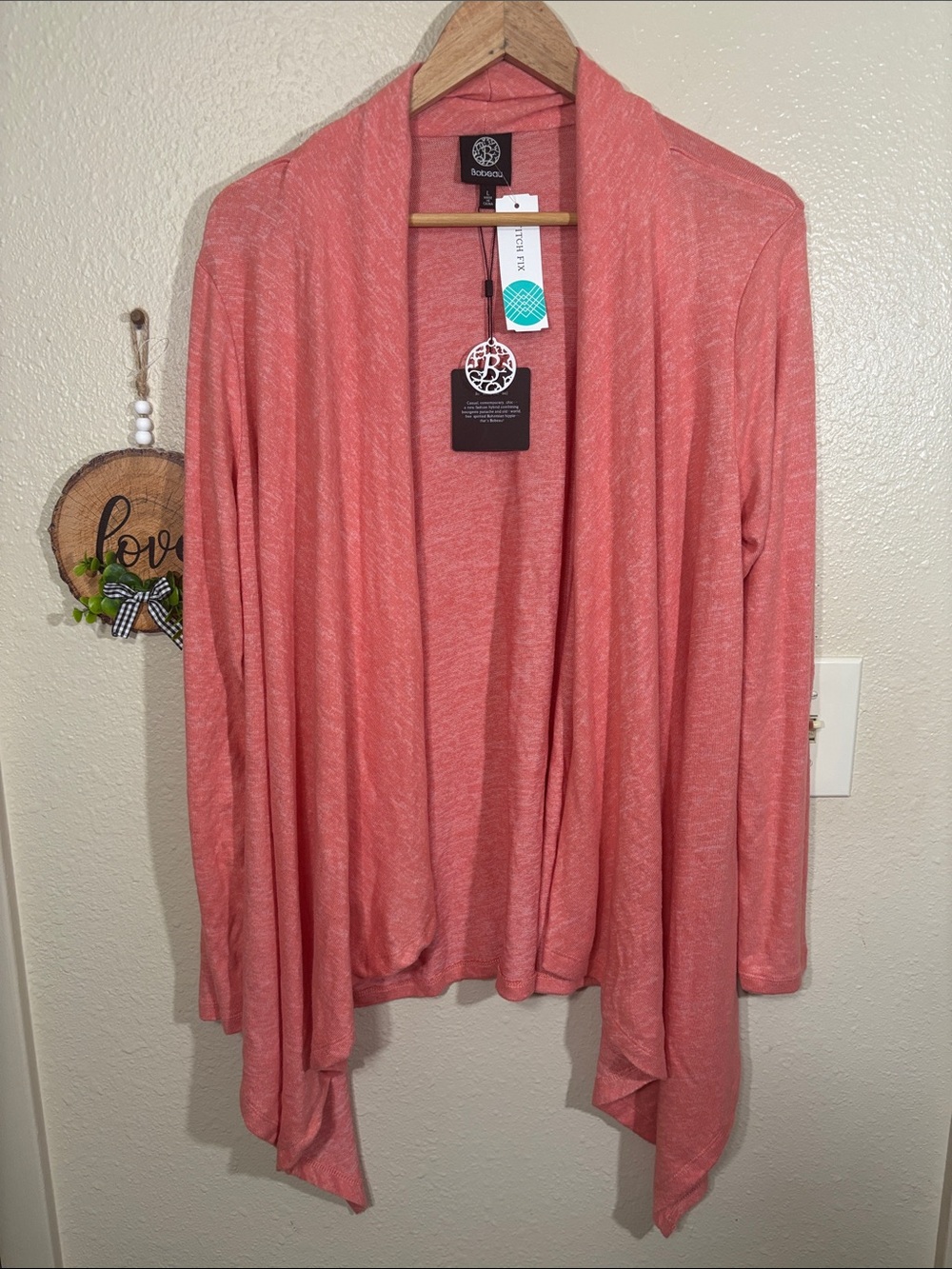 Stitch Fix Bobeau Salmon Cardigan Size L NEW
